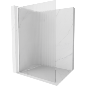 Ścianka prysznicowa Walk-in Mexen Kioto L 110 x 200 cm, prążki, biała 499724 Ścianka prysznicowa Walk-in Mexen Kioto L 110 x 200 cm, prążki, biała 499724