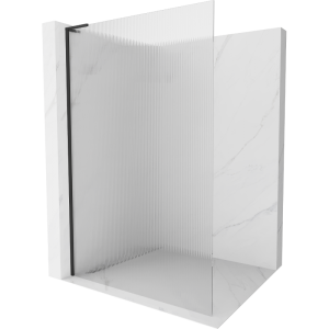 Ścianka prysznicowa Walk-in Mexen Kioto L 110 x 200 cm, prążki, czarna 498200 Ścianka prysznicowa Walk-in Mexen Kioto L 110 x 200 cm, prążki, czarna 498200