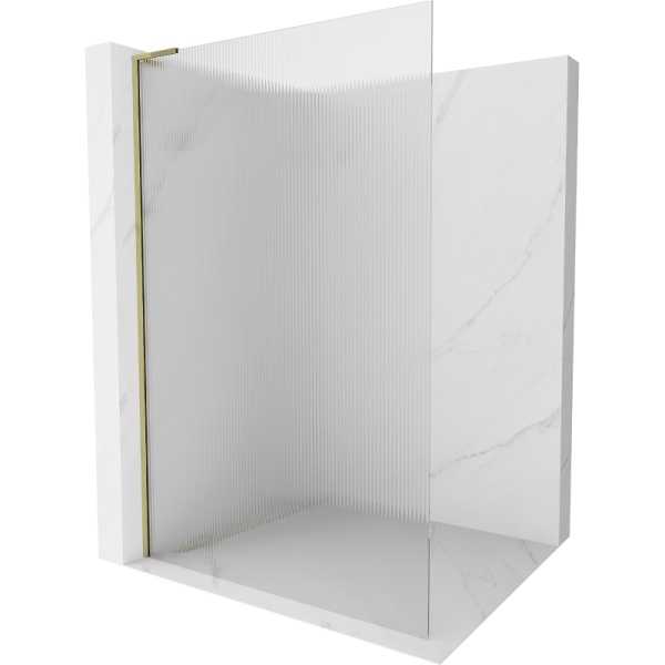 Ścianka prysznicowa Walk-in Mexen Kioto L 110 x 200 cm, prążki, złota 502082